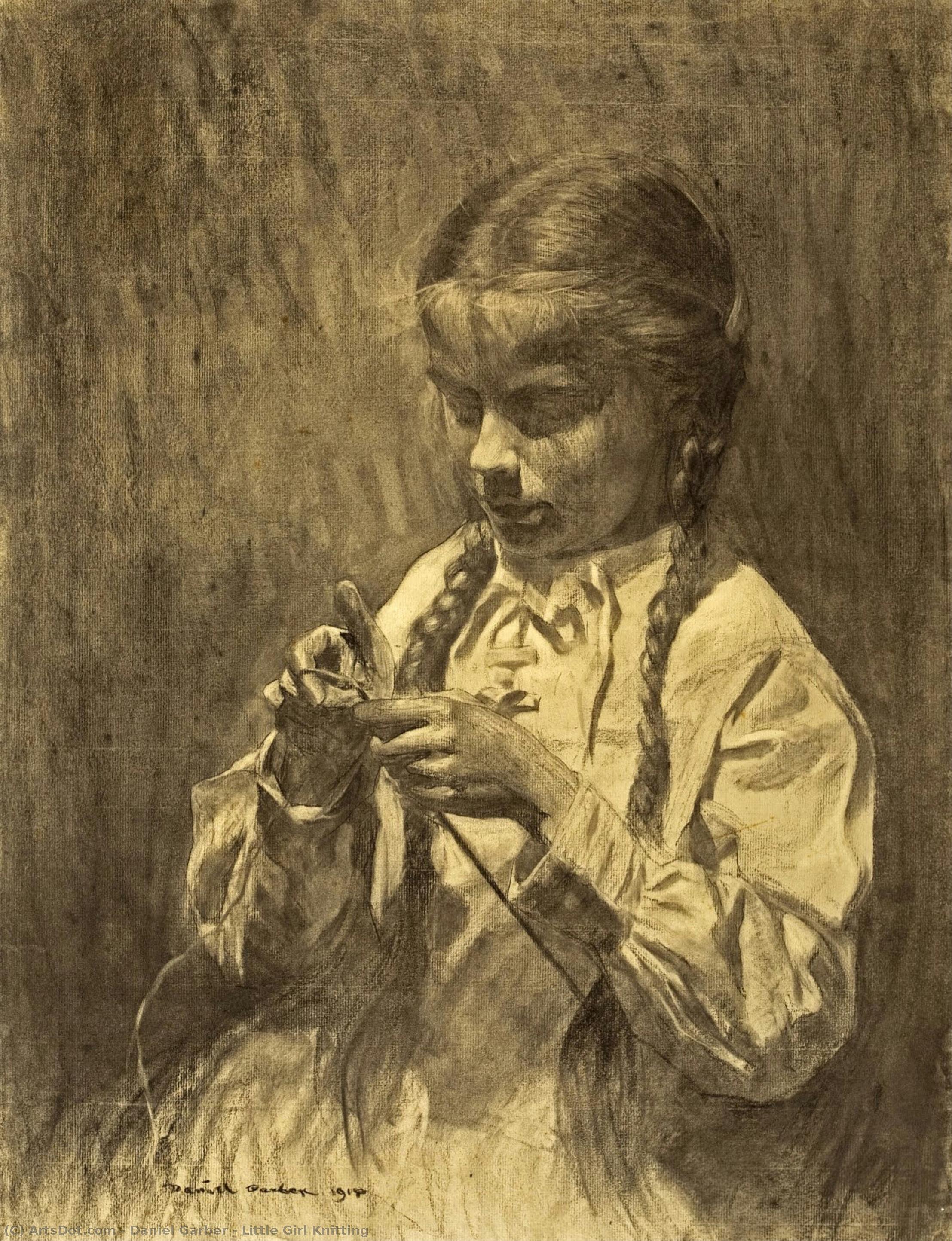 Little Girl Knitting — ダニエル・ガーバー