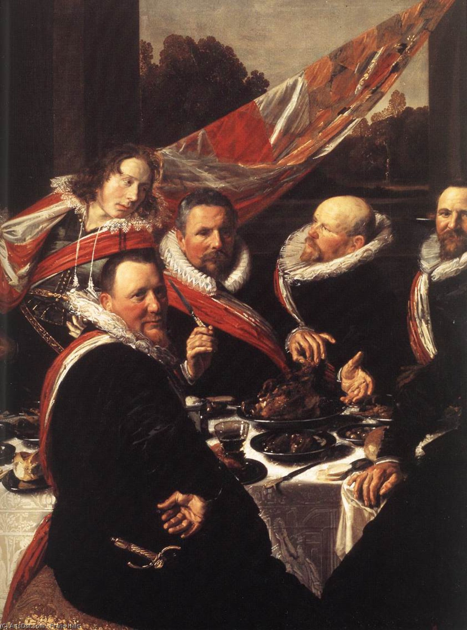 Banquet Of The Officers Of The St George Civic Guard (detail) - — Frans Hals I