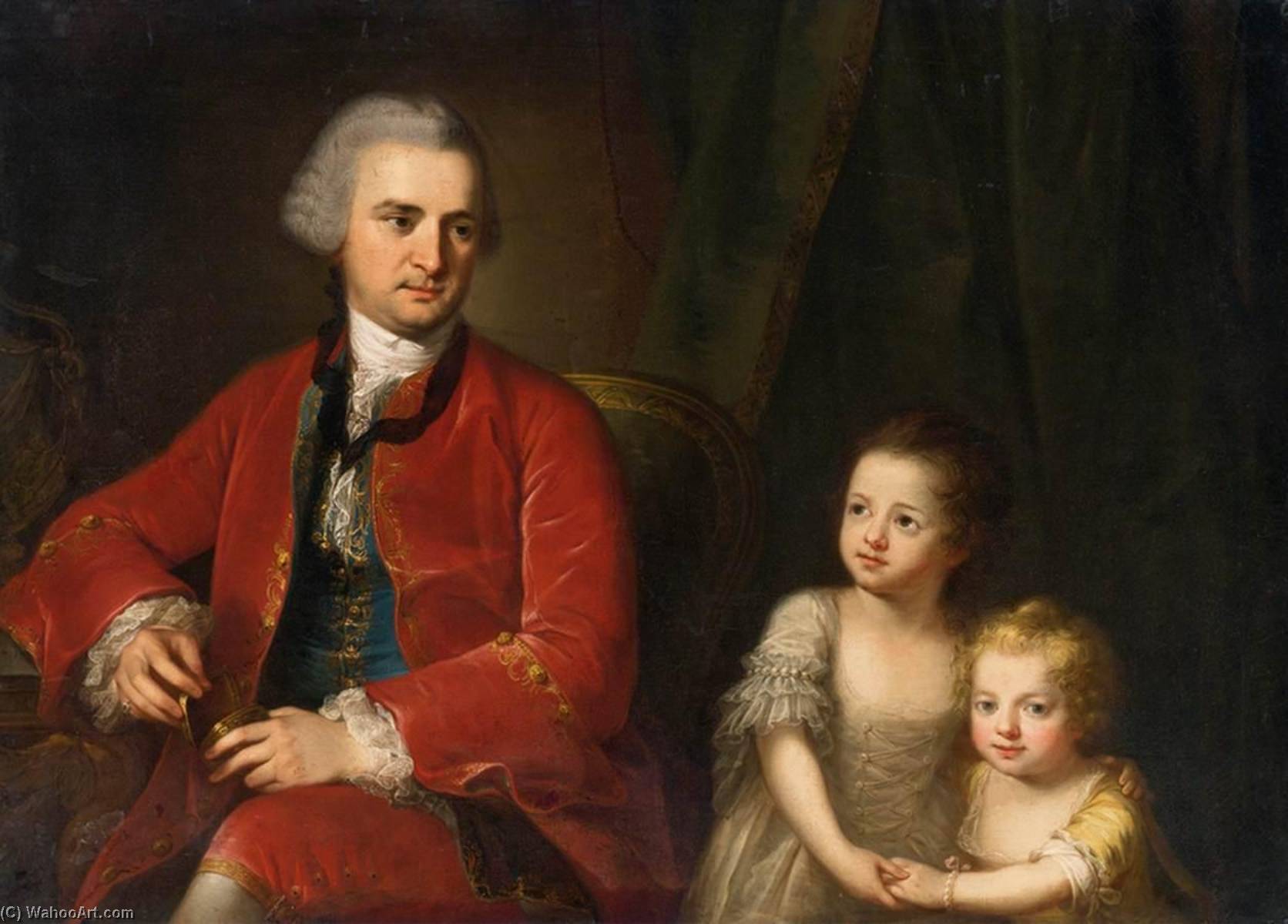 Portrait Of John Apthorp And His Daughters — Angelica Kauffmann (maria Anna Angelika)