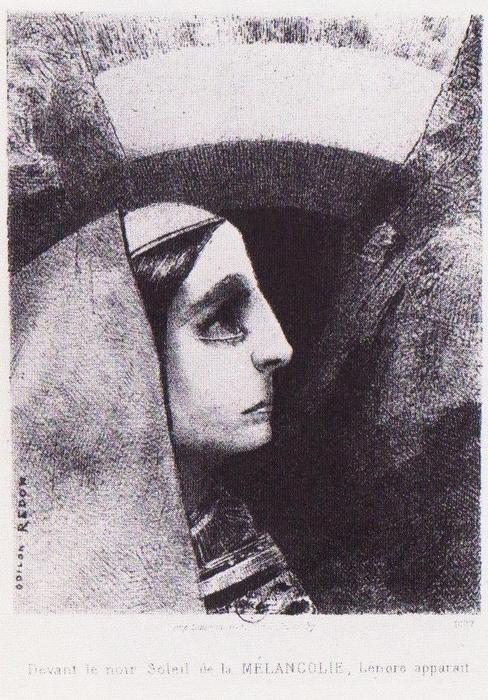 Lenor Appears In Front Of The Black Sun Of Melancholy — Odilon Redon