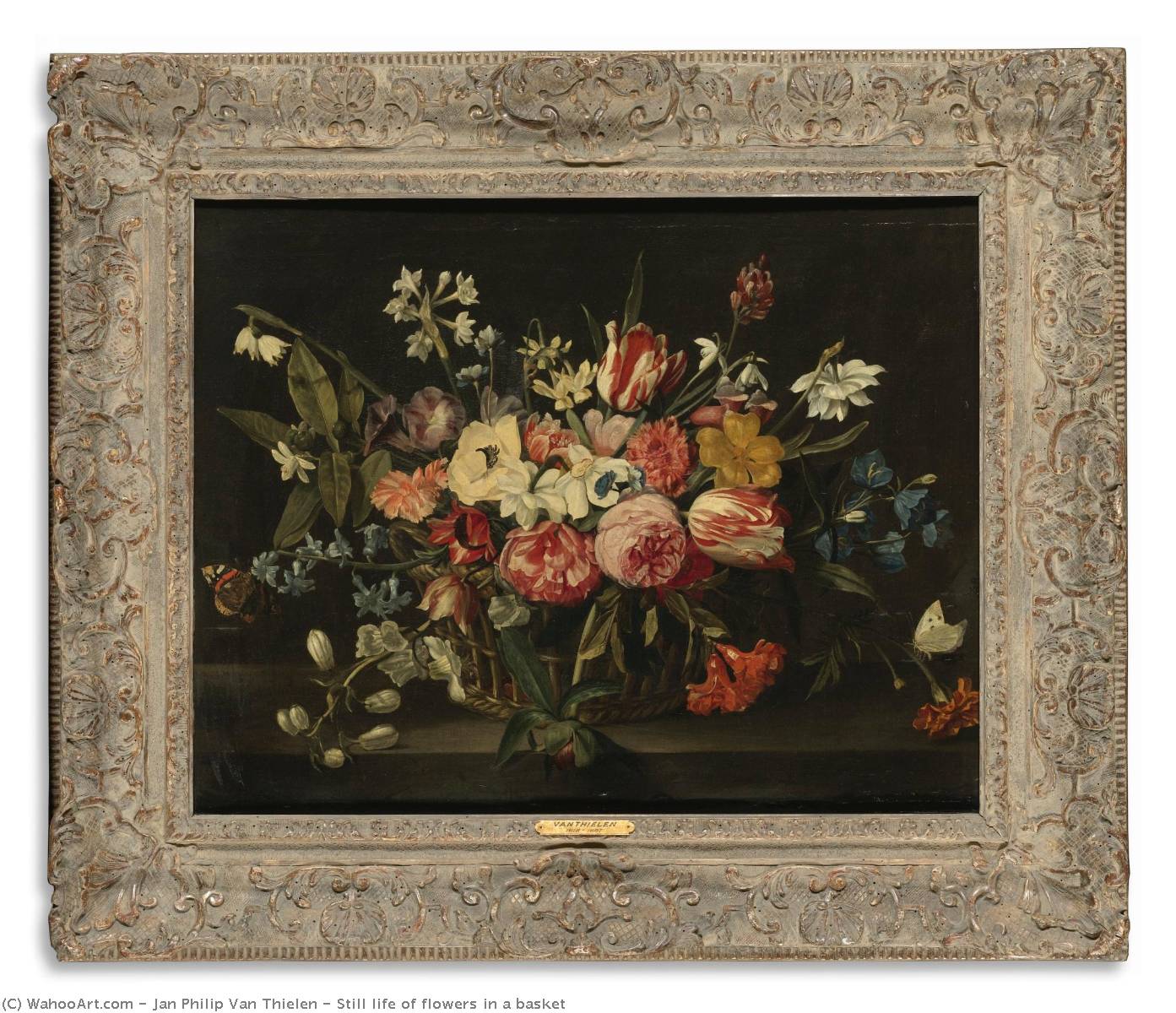 Still Life Of Flowers In A Basket — Jan Philips Van Thielen