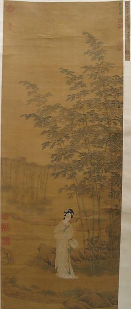 明 傳仇英 文玉圖 軸 Lady In A Bamboo Grove — Qiu Ying