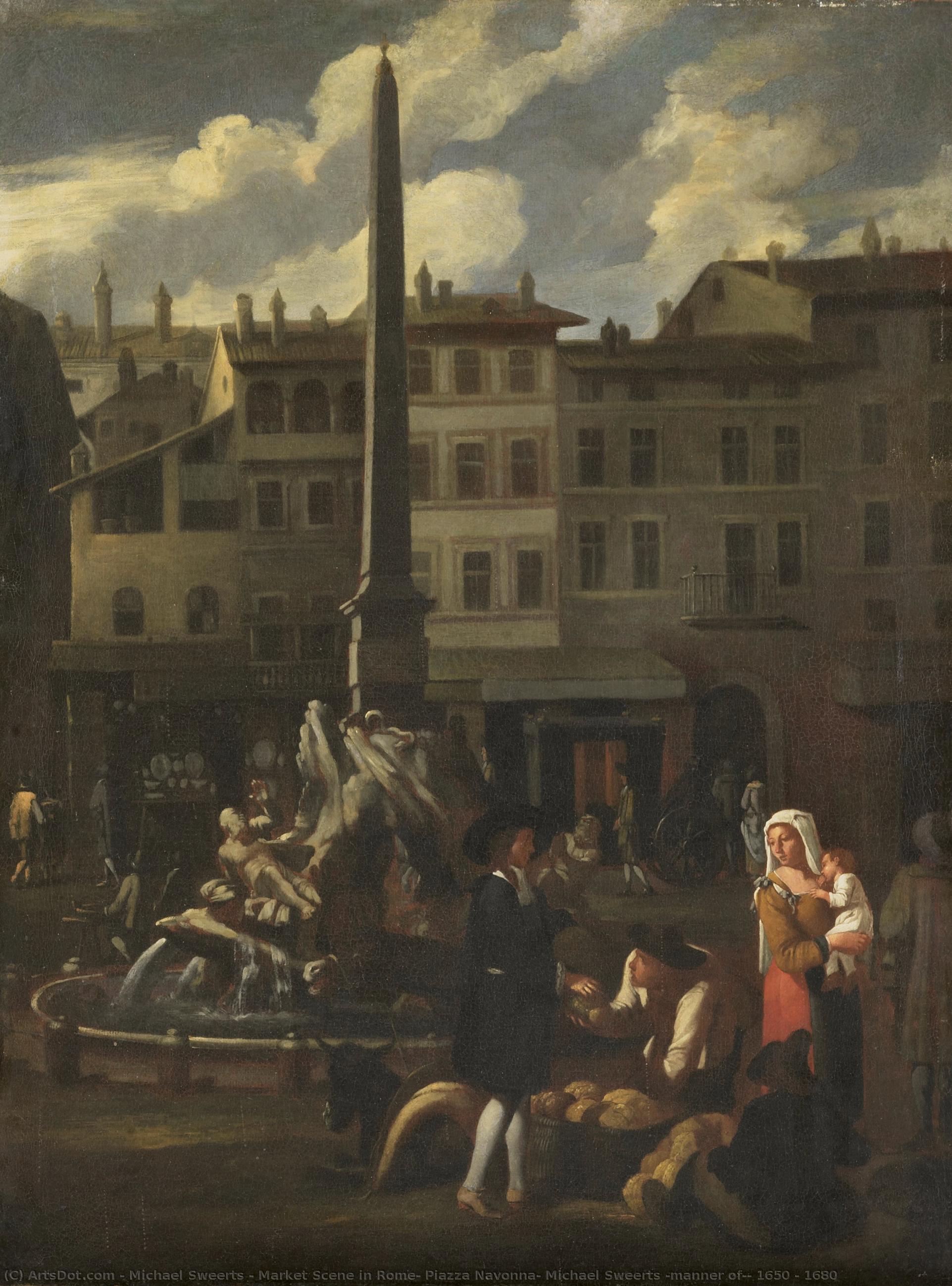 Market Scene In Rome, Piazza Navonna, Michael Sweerts (manner Of), 1650 - 1680 — Michael Sweerts