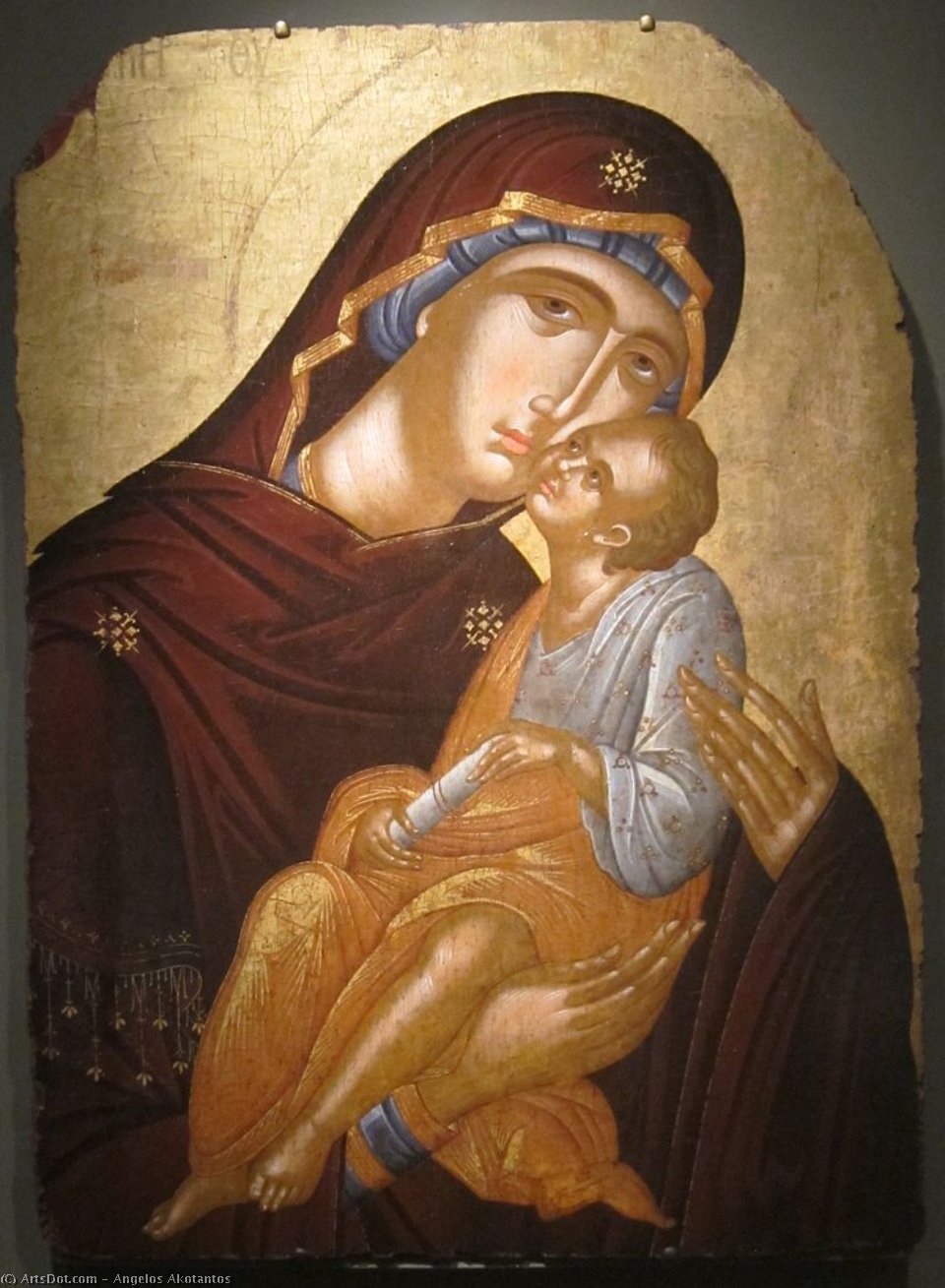 Icon Of The Mother Of God And Infant Christ, Tempera And Gold On Wood Panel By Angelos Akotantos — Angelos Akotantos