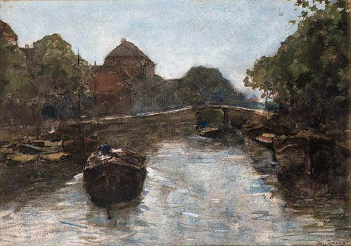 Barges In A Canal, The Hague — Wilhelmus Hendrikus Petrus Johannes Zwart