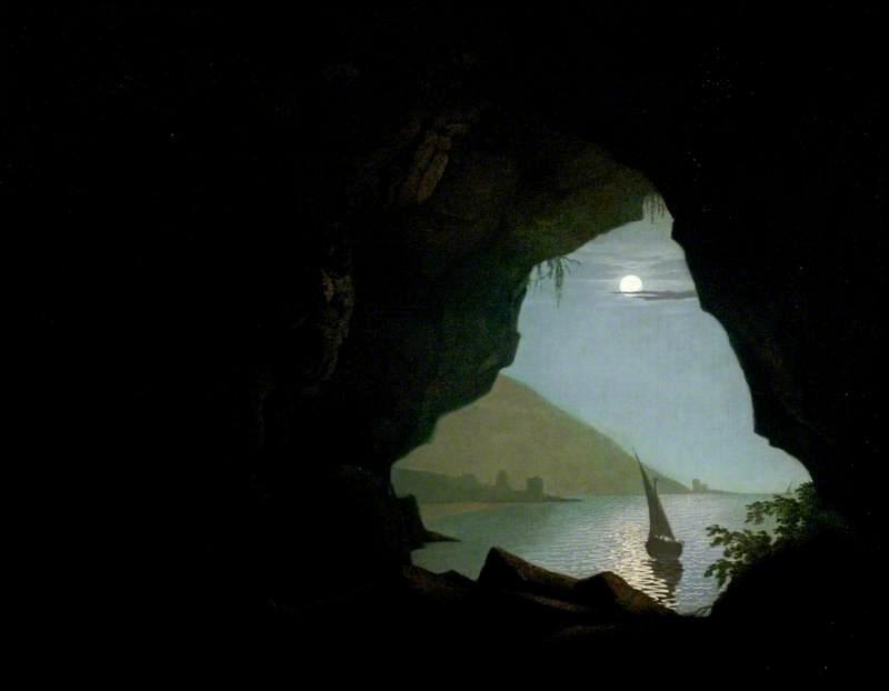 Grotto In The Gulf Of Salerno, Italy, Moonlight — Joseph Wright Of Derby