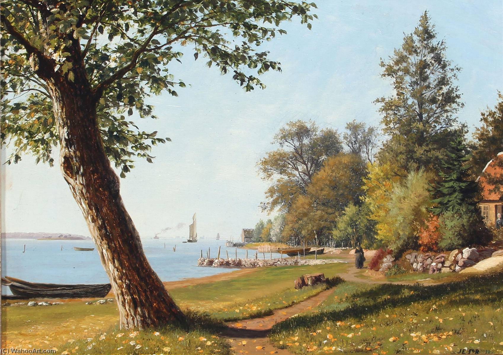 Scenery From Svendborgsund A Quiet Summer Day — Jens Erik Carl Rasmussen