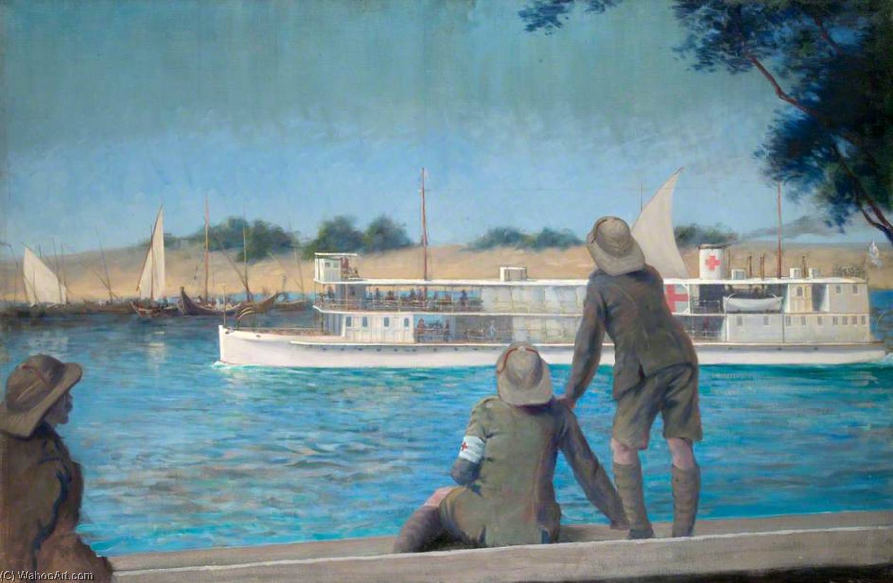 The British Red Cross Society And Order Of St John Of Jerusalem Hospital Ship Passing Through The Suez Canal — Haydn Reynolds Mackey