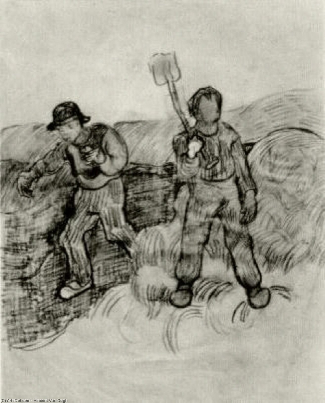 A Sower And A Man With A Spade — Vincent Willem Van Gogh