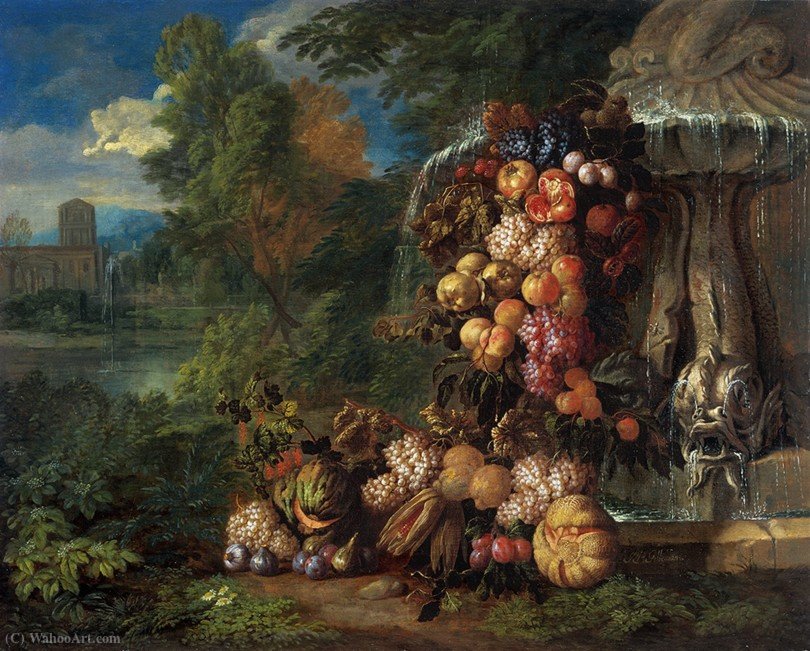 Still Life With Fruit In A Landscape, Pendant — Jan Pauwel The Younger Gillemans