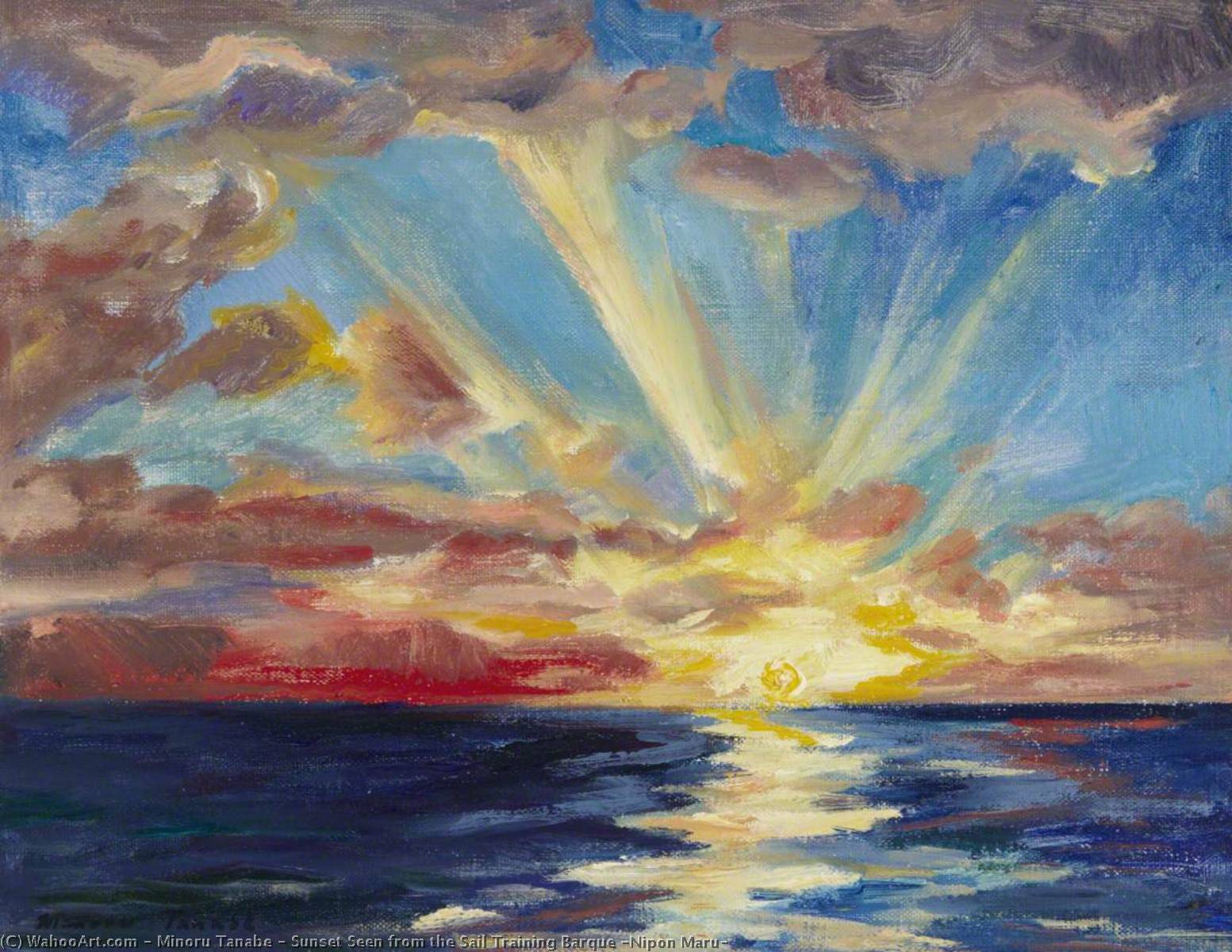 Sunset Seen From The Sail Training Barque 'nipon Maru' — Minoru Tanabe