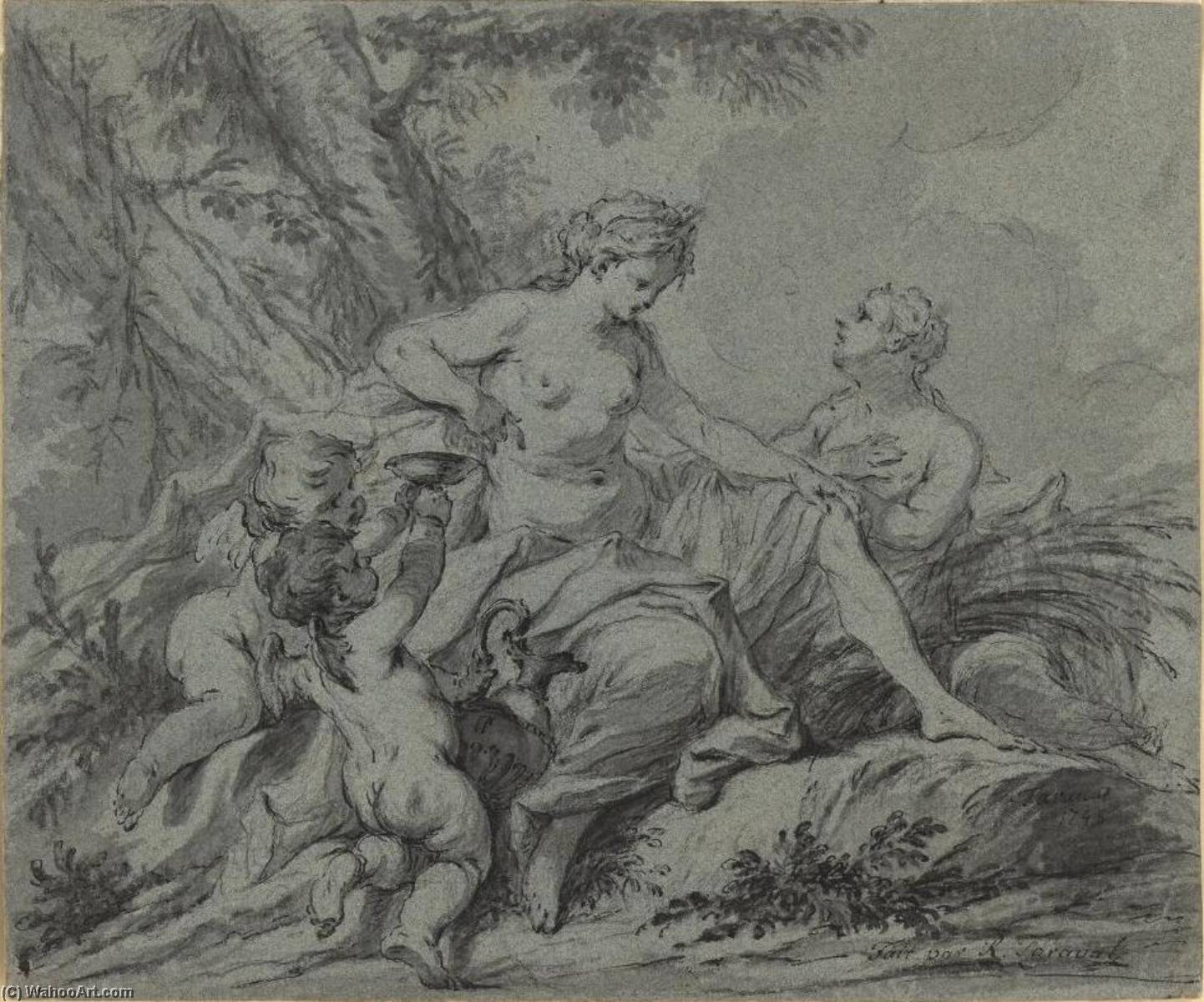 Female Figures With Putti In A Landscape — Guillaume Thomas Taraval
