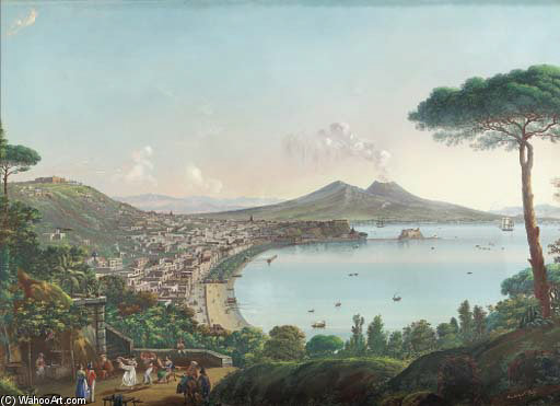 The Bay Of Naples With An American Frigate — Nicolino Calyo