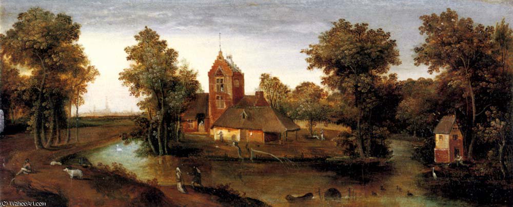 A Moated Tower With Farmhouses — Абель Гриммер