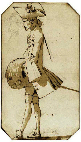 Caricature Of A Cavalier In Profile To The Left Holding A Muff — Giambattista Tiepolo