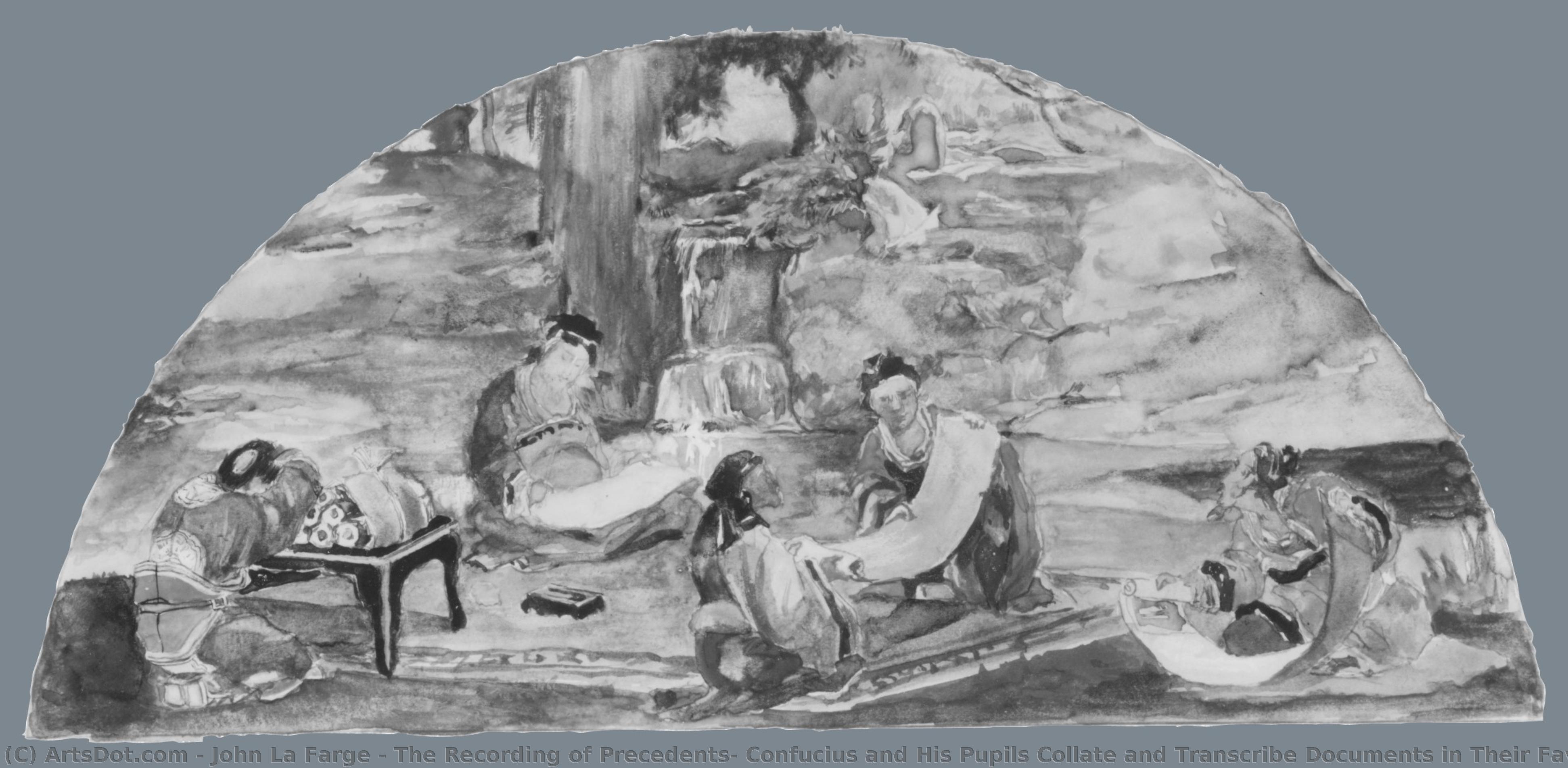 The Recording Of Precedents: Confucius And His Pupils Collate And Transcribe Documents In Their Favorite Grove; Color Study For Mural, Supreme Court Room, Minnesota State Capitol, Saint Paul — John La Farge