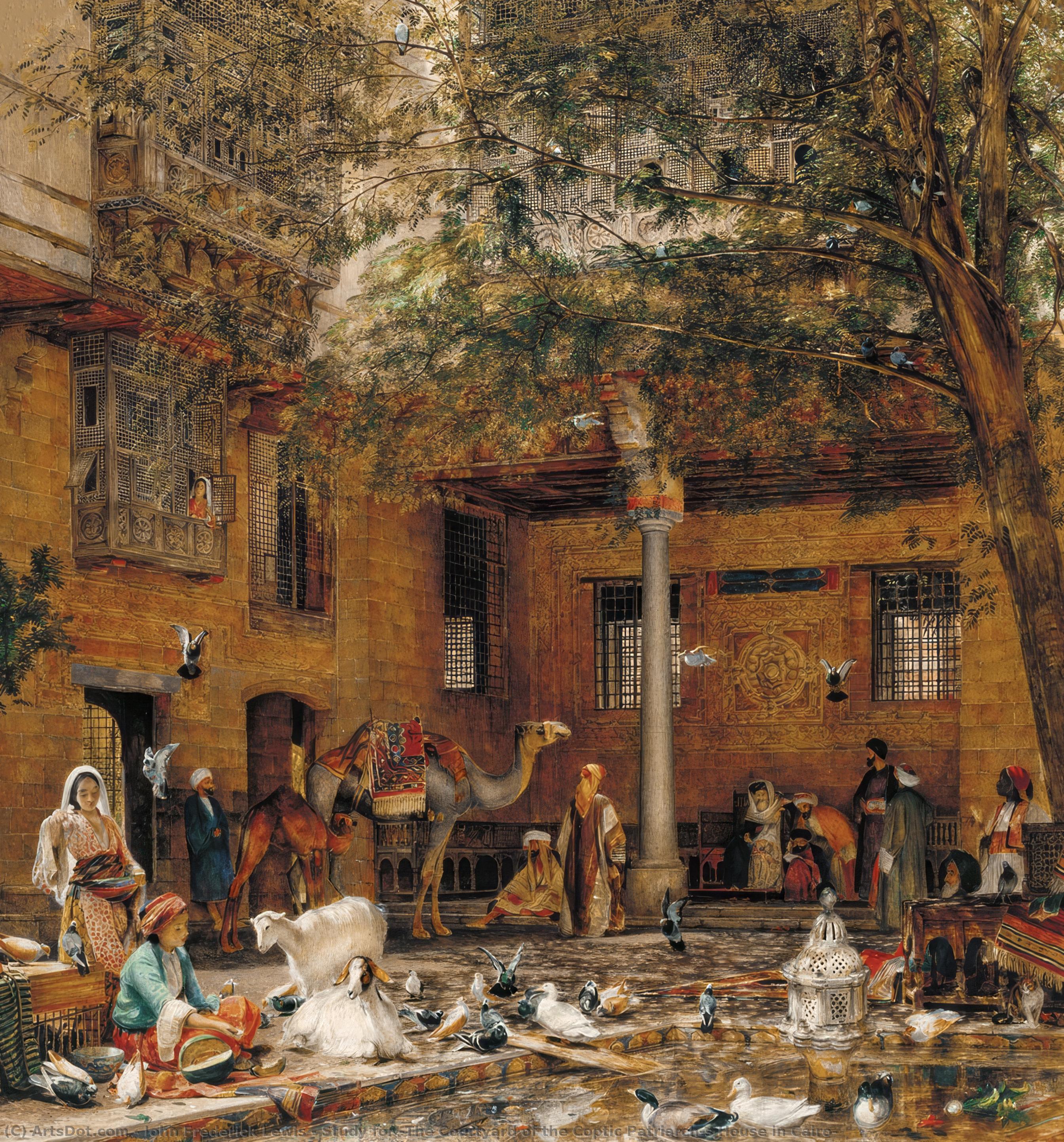 Study For `the Courtyard Of The Coptic Patriarch's House In Cairo' — John Frederick Lewis