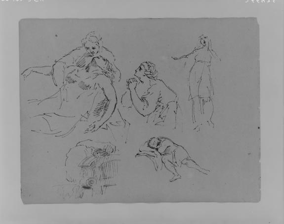 Dying Figure In The Arjpg Of A Woman; Praying Woman; Standing Woman; Architectual Detail; Sleeping Figure — Thomas Sully