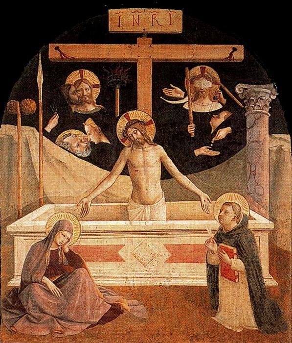 Jesús Im Grab Mit Der Jungfrau Maria Und Santo Tomás De Aquino — Fra Angelico