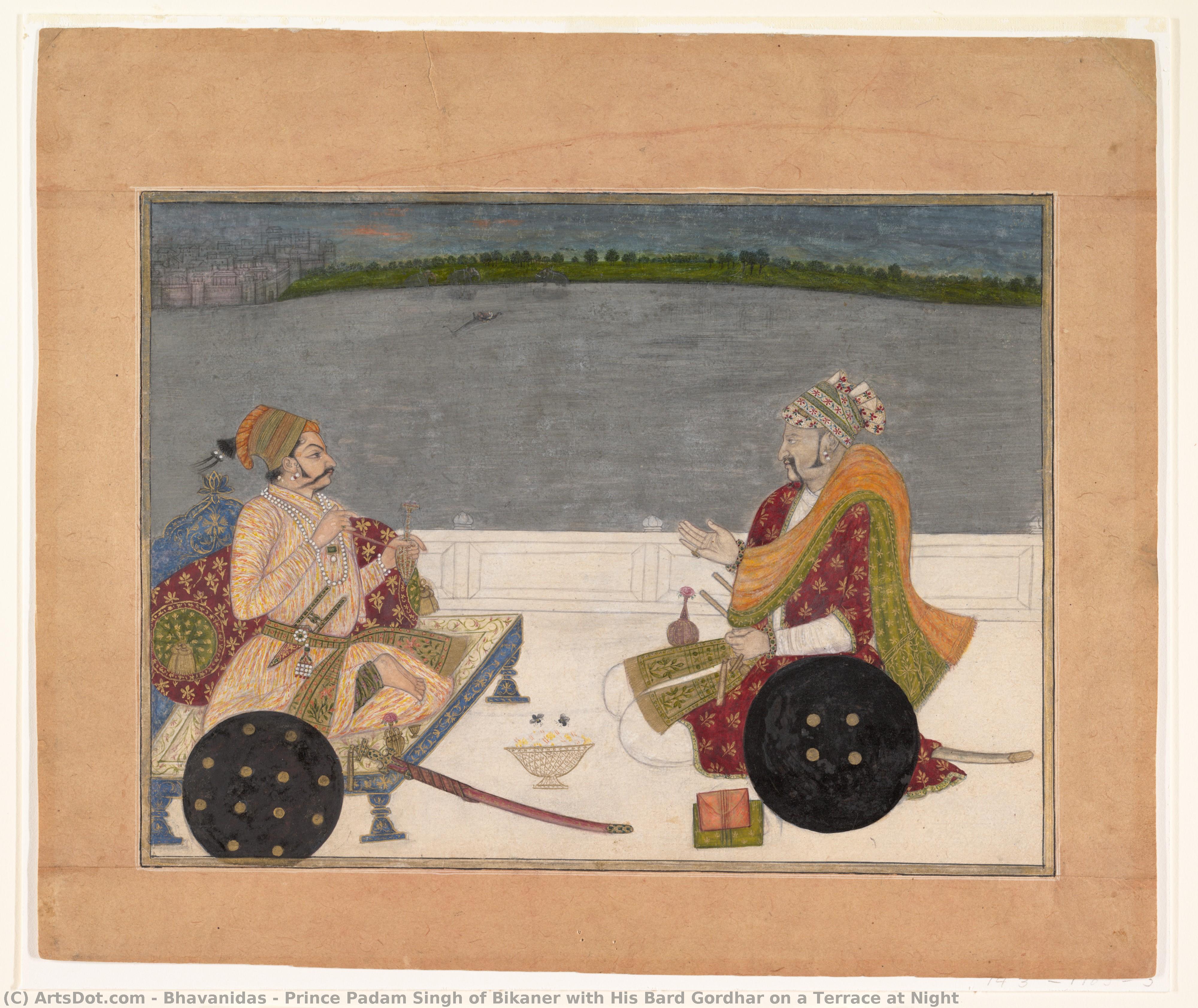 Prince Padam Singh Of Bikaner With His Bard Gordhar On A Terrace At Night — Bhavanidas
