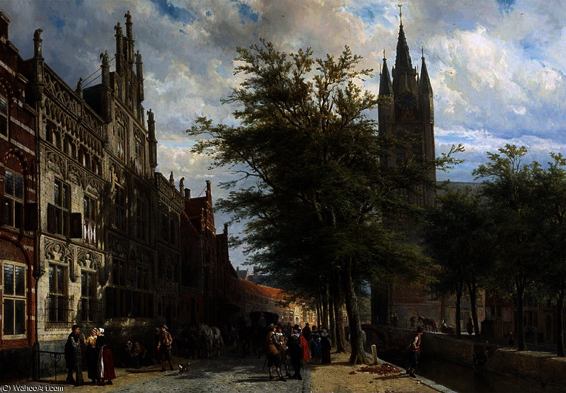The Gemeenlandshuis And The Old Church — Cornelis Springer