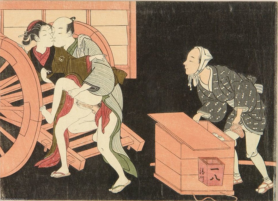 A Couple And Noodle Vendor In The Night — Suzuki Harunobu