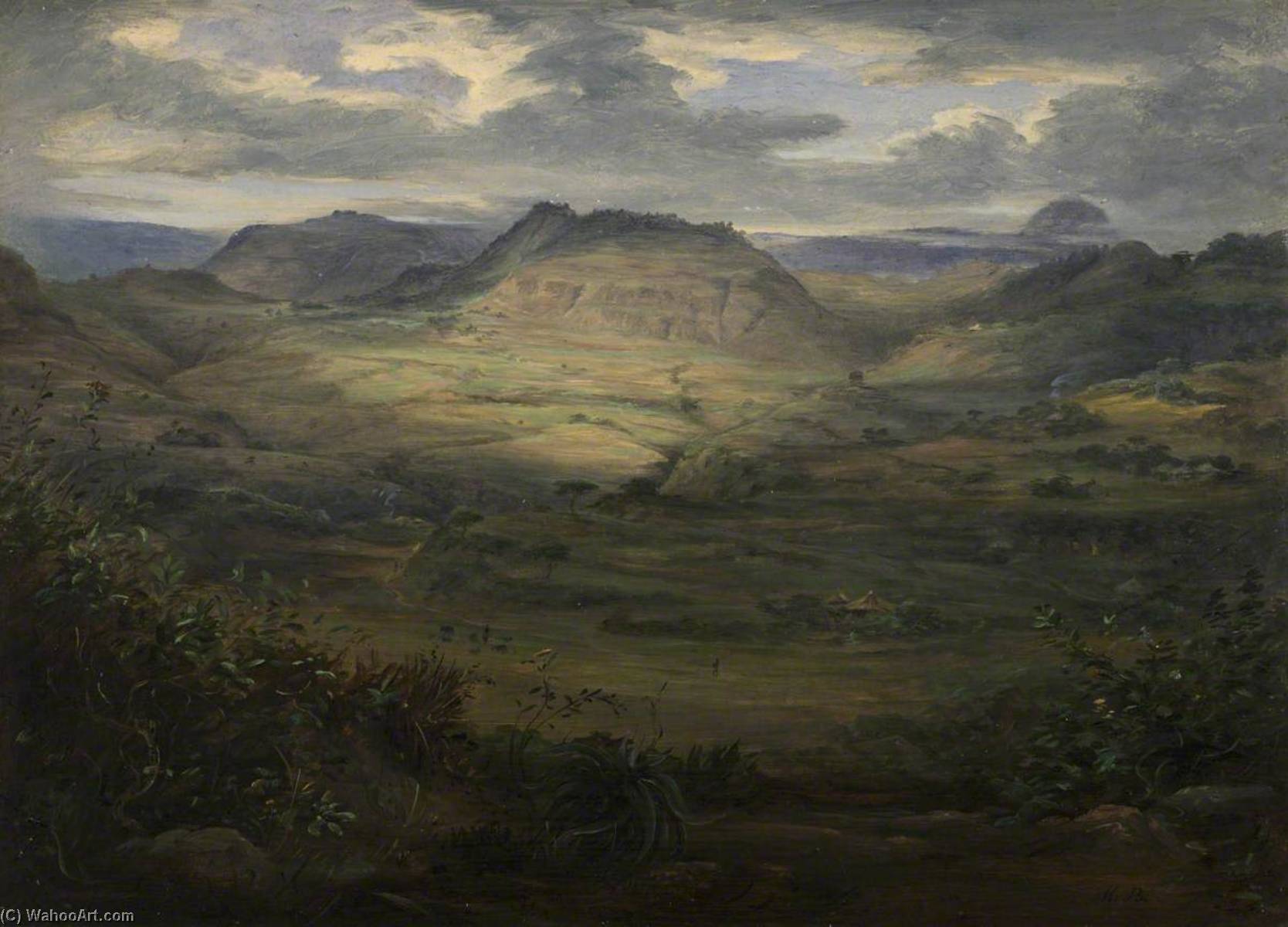 Hilly Landscape South View Of Ankobar — Johann Martin Bernatz
