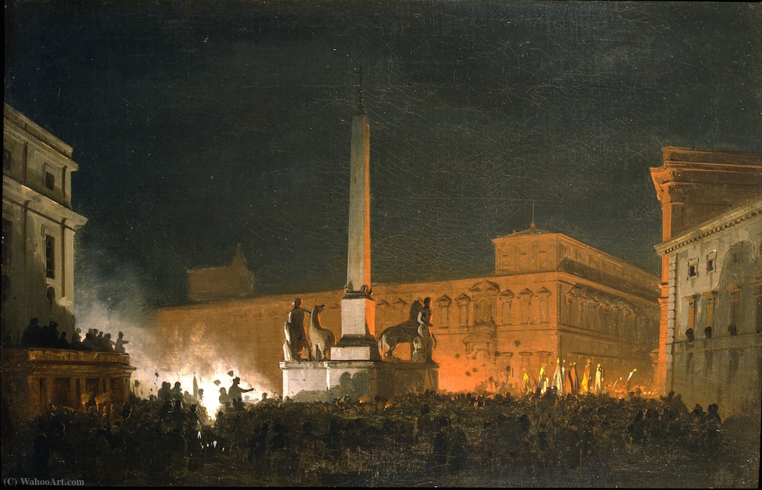 Blessing Of Pope Pius Ix From The Quirinale Night — Ippolito Caffi
