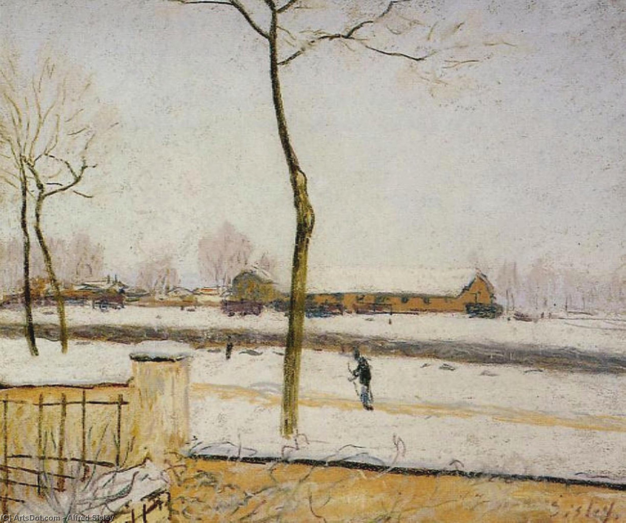 Snow Scene Moret Station — Alfred Sisley