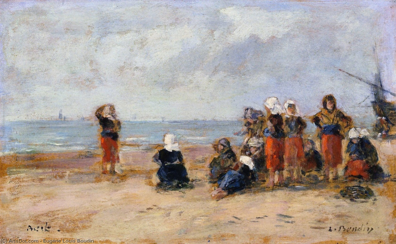 Fisherwomen On The Beach At Berck — Eugène Louis Boudin