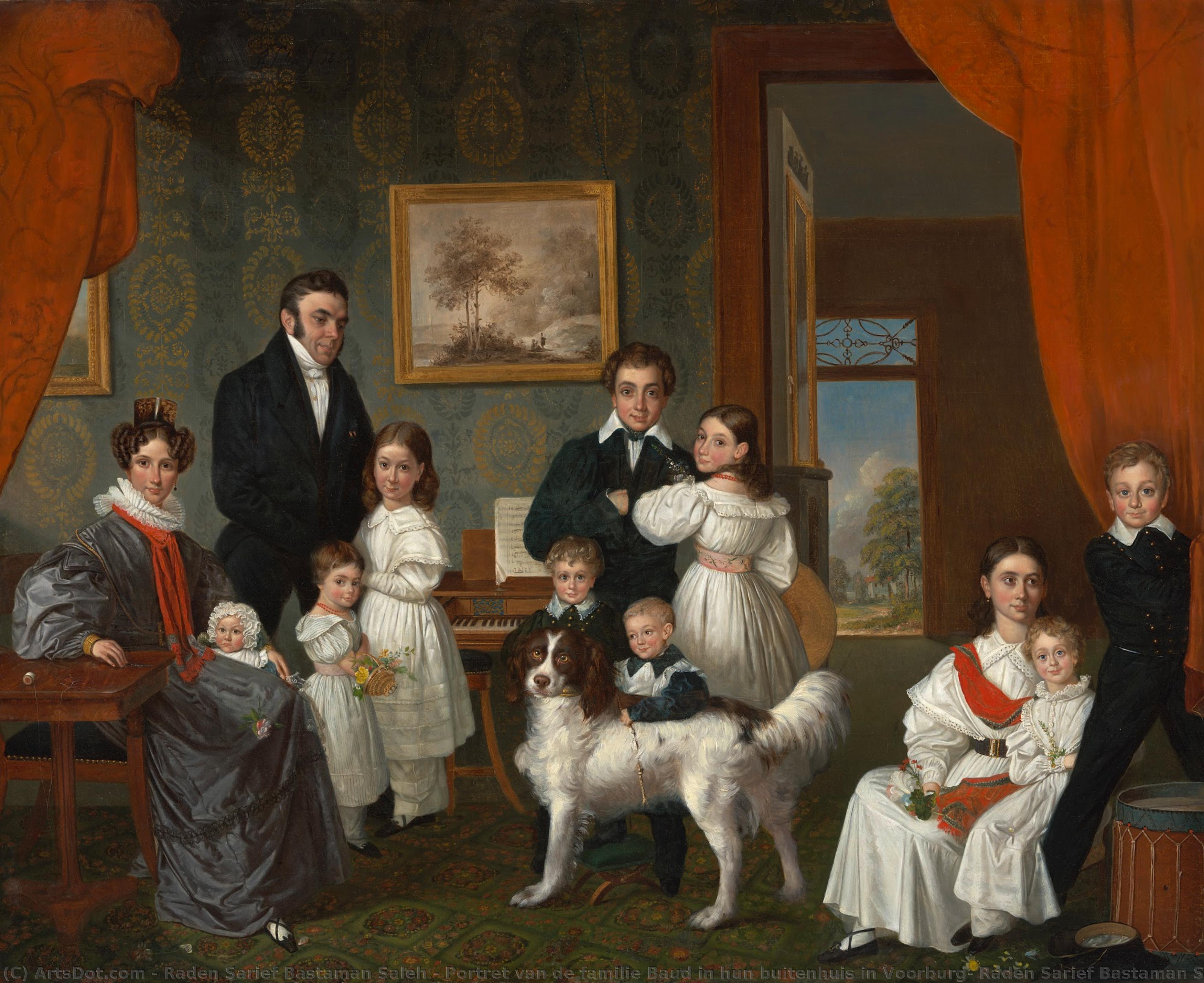 Portret Van De Familie Baud In Hun Buitenhuis In Voorburg, Raden Sarief Bastaman Saleh, 1831 - 1832 — Raden Sarief Bastaman Saleh
