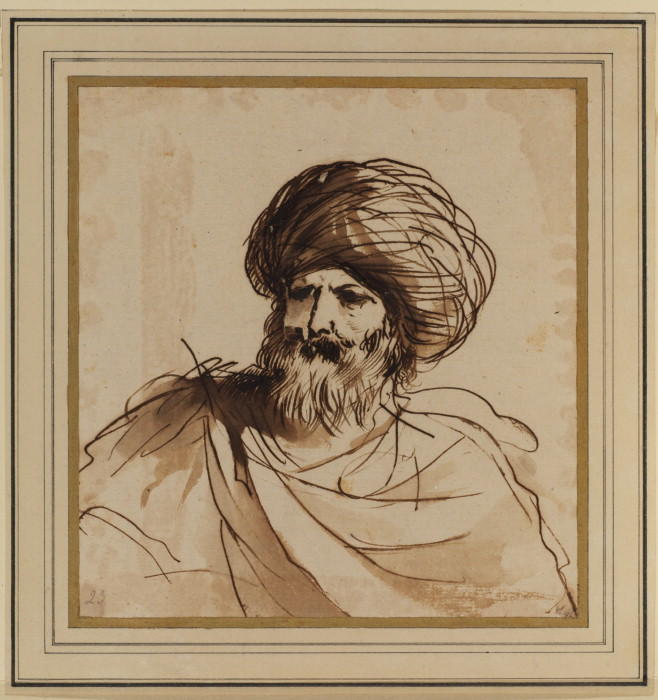 Head Of A Bearded Man Wearing A Turban — Guercino