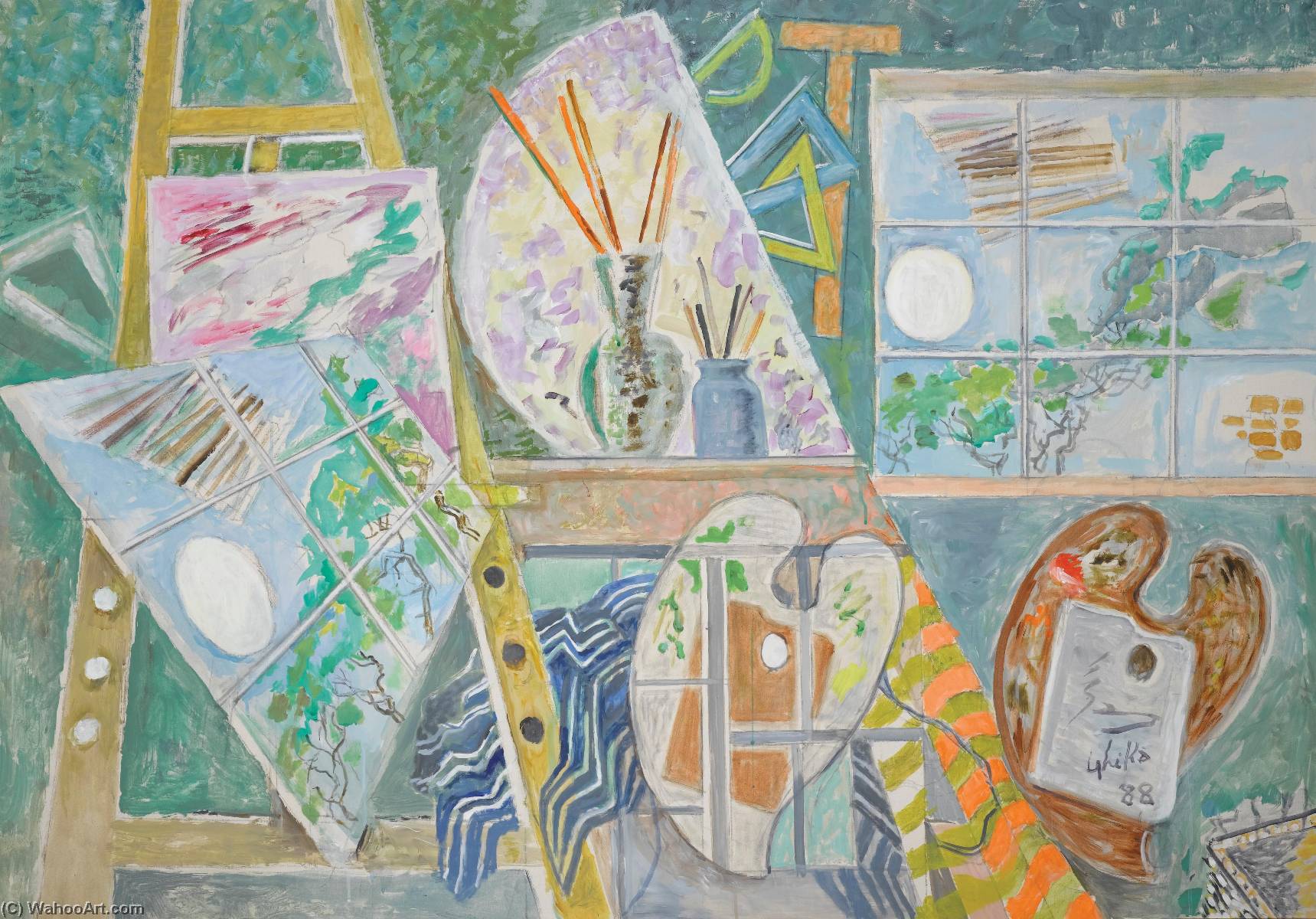 Window, Easel And Reflections — Nicos Hadjikiriakos Ghika