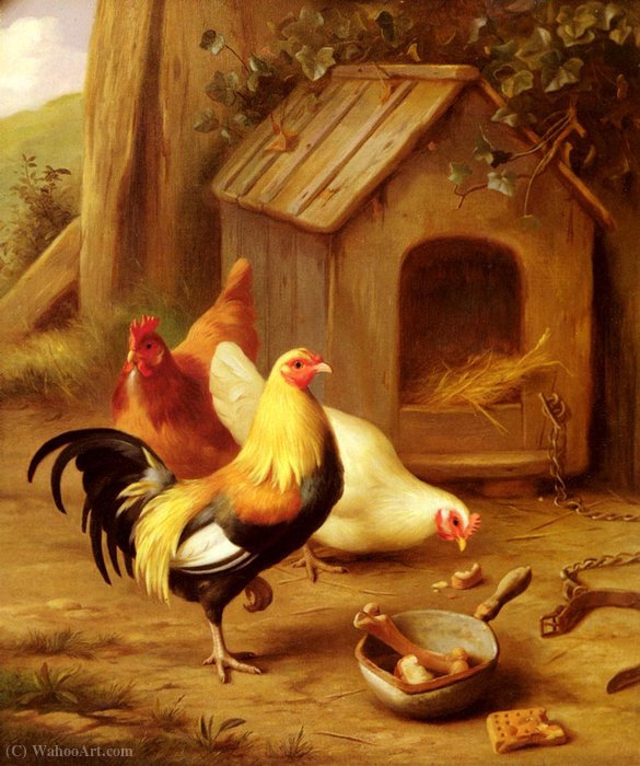 Chickens Feeding — Edgar Hunt