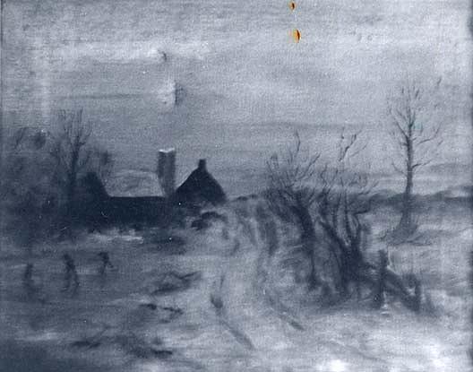 Winter Landscape With House, (painting) — William Woodruff Gibbs