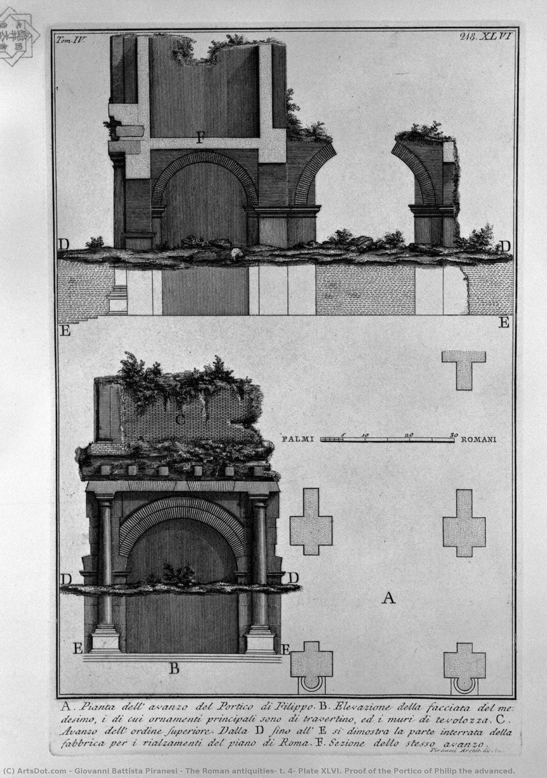 The Roman Antiquities, T. 4, Plate Xlvi. Proof Of The Portico Of Philip The Advanced. — Giovanni Battista Piranesi