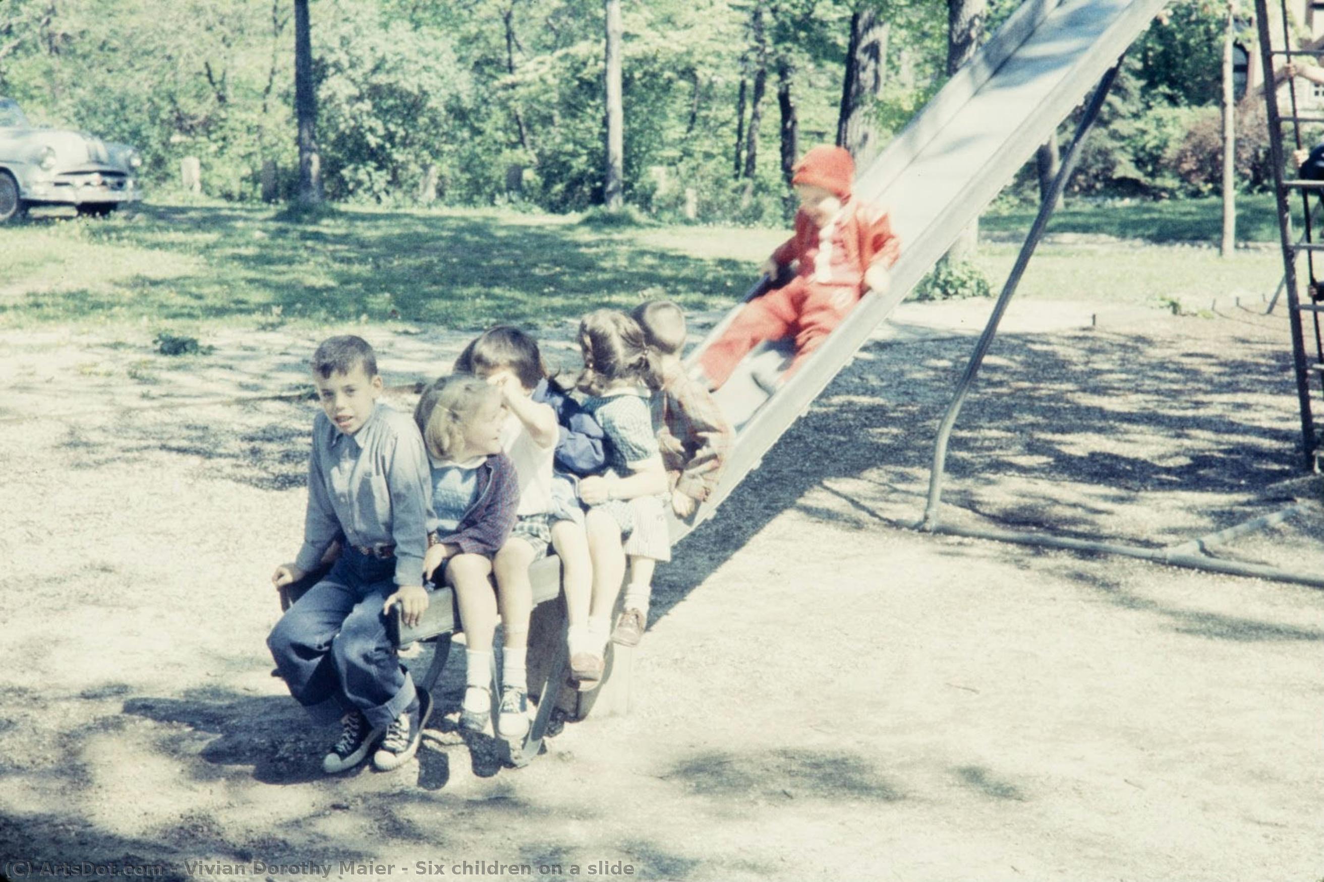 Six Children On A Slide — Vivian Dorothy Maier