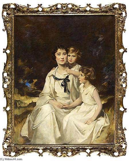 A Family Portrait Of Elizabeth, The Queen Mother And Her Daughters Princess Elizabe — Charles Edmund Brock