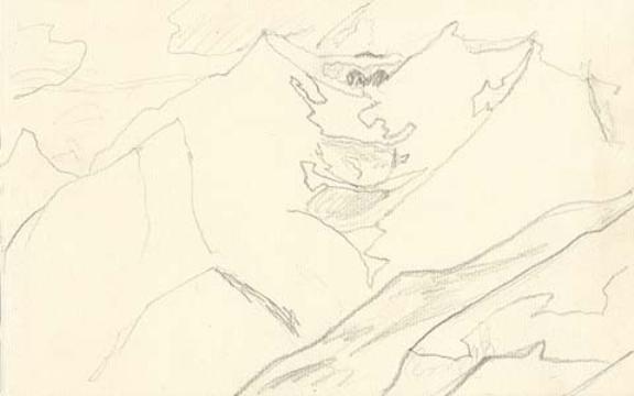 Cursory Sketch Of Birbe Mountain From Keylong — Nicholas Roerich