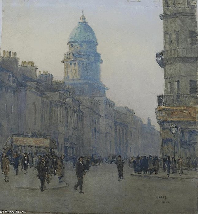 Figures And An Omnibus On A Busy Street — Rose Maynard Barton