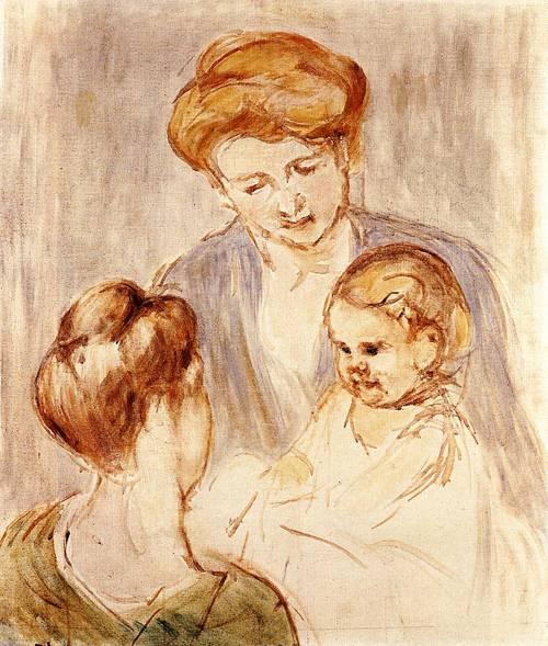 A Baby Smiling At Two Young Women — Mary Stevenson Cassatt