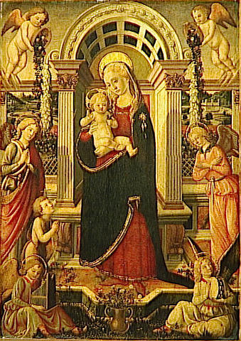 La Vierge Et L'enfant Entoures De Six Anges Et De Saint Jean Baptiste Enfant — Biagio D'antonio Tucci
