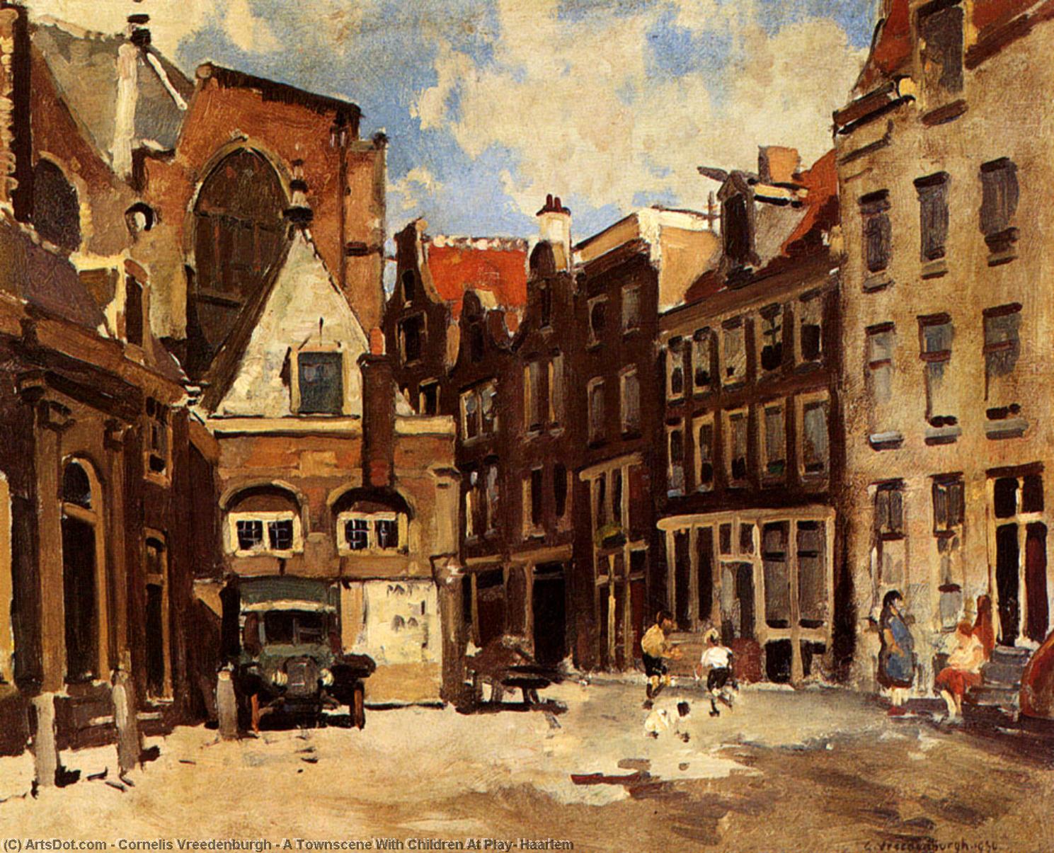 A Townscene With Children At Play, Haarlem — Cornelis Vreedenburgh