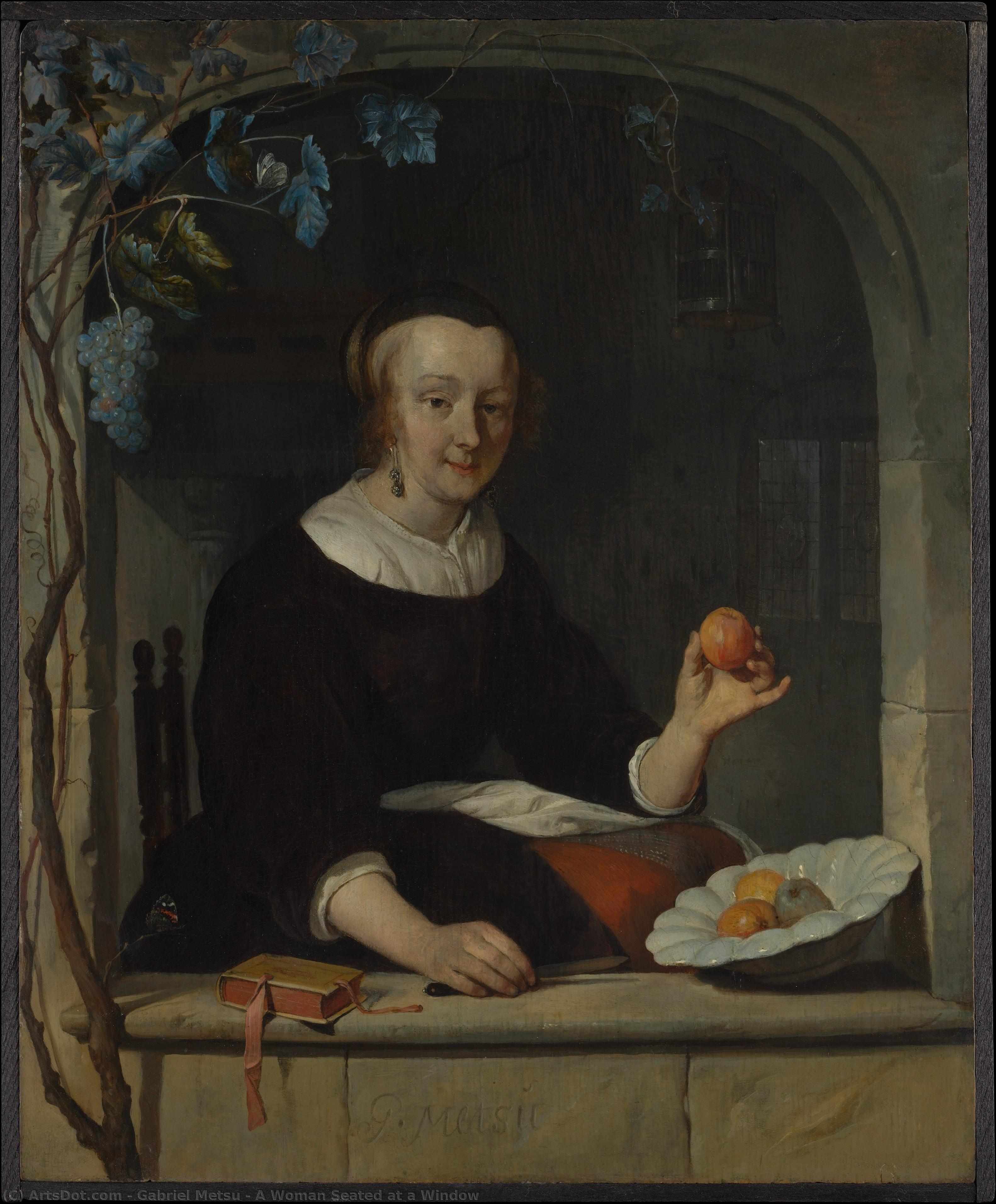 Una Mujer Sentada En Una Ventana — Gabriel Metsu