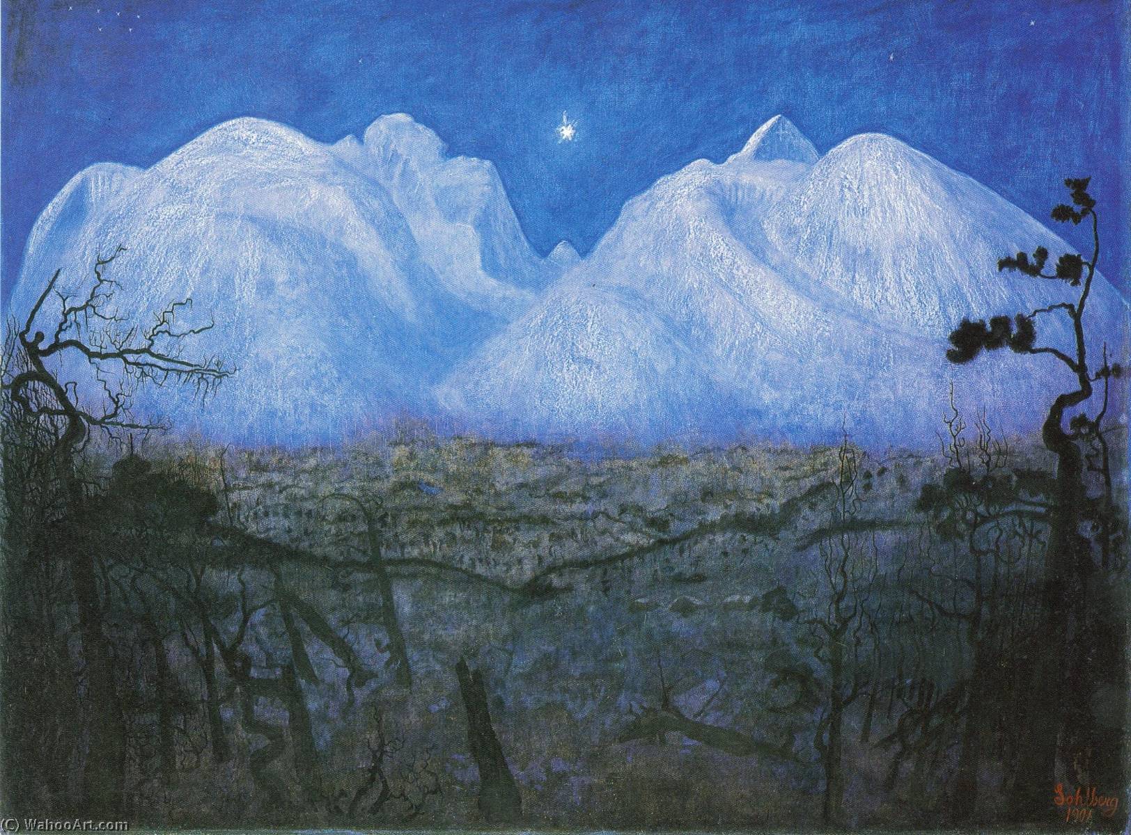 Norwegian Vinternatt I Fjellene (vinternatt I Rondane) — Harald Sohlberg