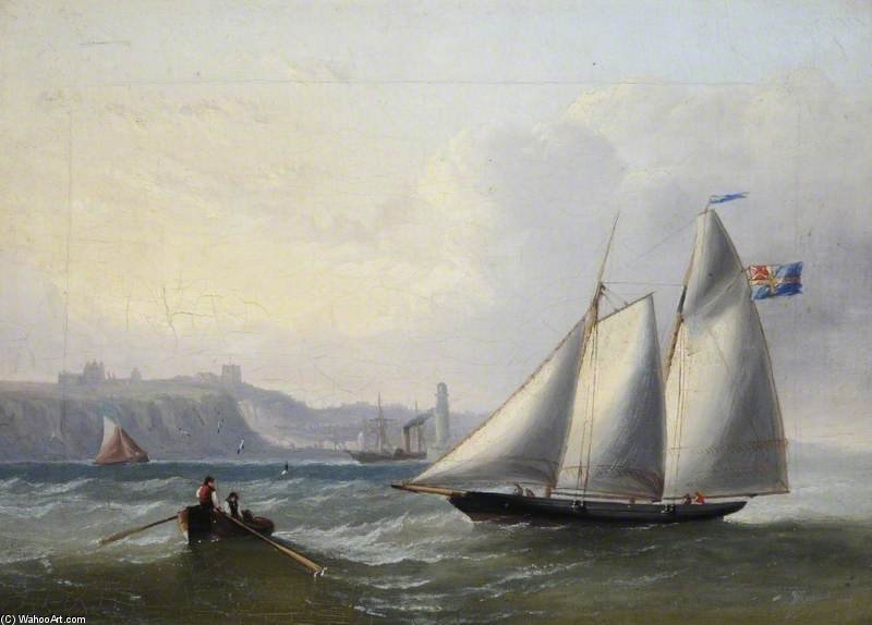 A Sailing Boat Off Whitby, North Yorkshire — John Wilson Carmichael
