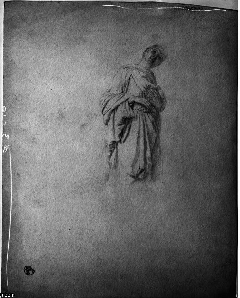 Draped Female Figure, Looking Up — John La Farge
