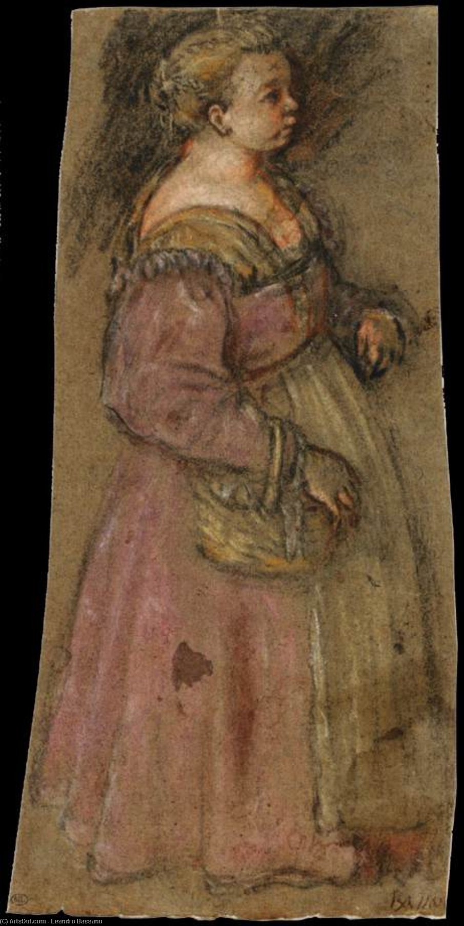 Niña Cargando Una Cesta — Leandro Bassano