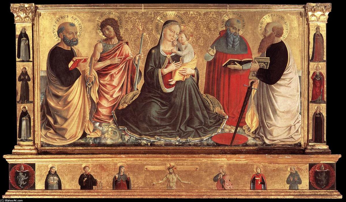 Madonna And Child With Sts John The Baptist, Peter, Jerome, And Paul — Benozzo Gozzoli
