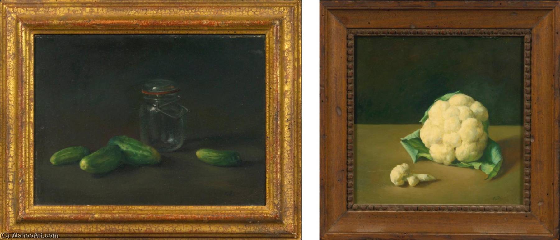 Cauliflower And Gherkins And Glass Jar Two Paintings — Alvin Ross